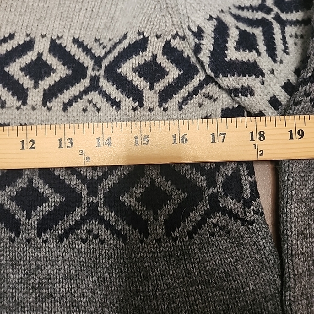 Garret Scott Nordic Fair Isle Sweater Wool Blend Knit 1/4 Zip Gray Blue Medium - Picture 7 of 11
